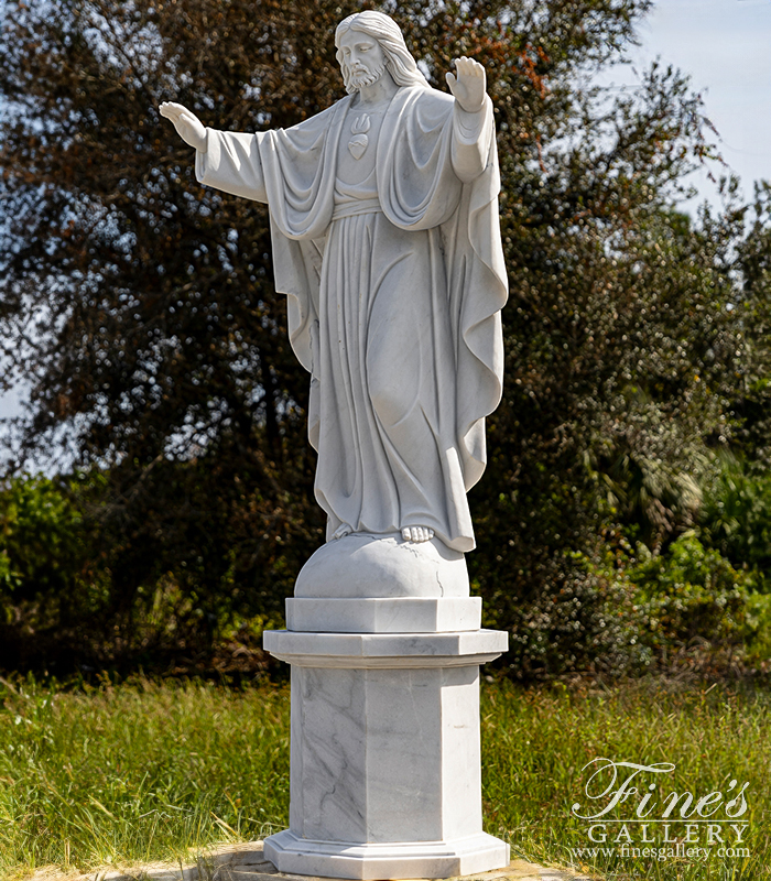 Marble Statues  - Sacred Heart Of Jesus Christ Marble Statue - MS-1206